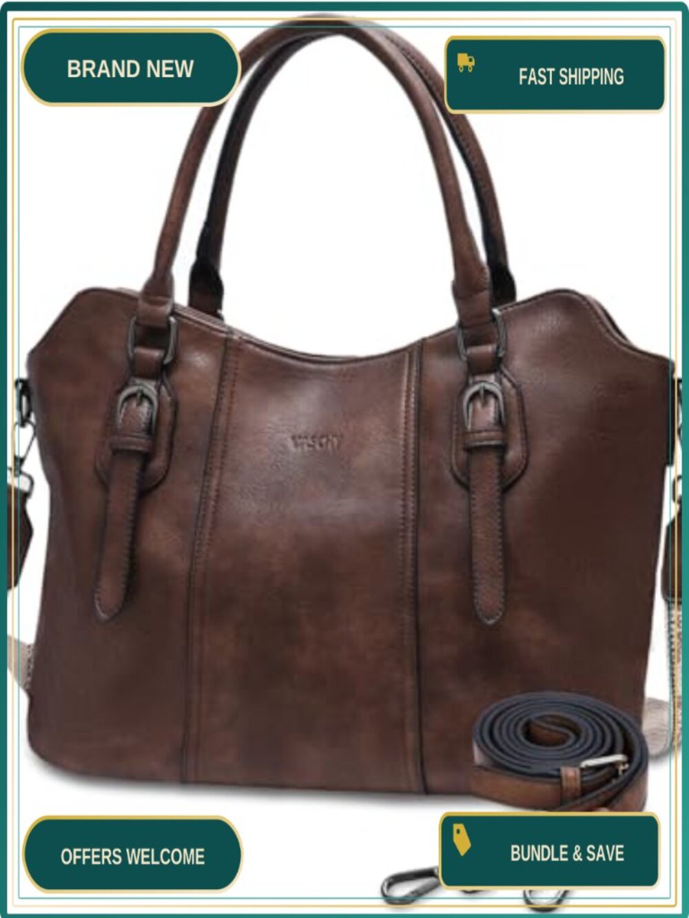 Vegan Leather Convertible Hobo Purse Crossbody Tote Satchel
